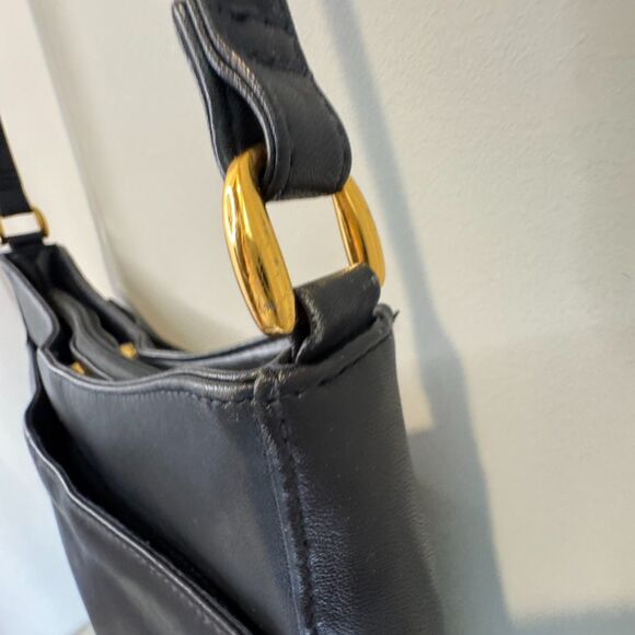 Vintage Etienne Aigner Navy Leather Hobo Shoulder Bag Horseshoe Logo - Picture 12 of 15